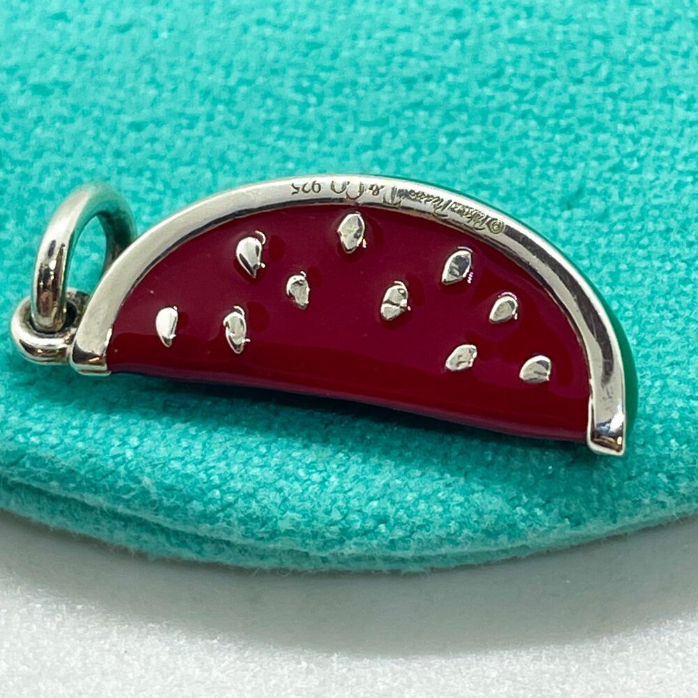 Tiffany & Co. Paloma Picasso Watermelon Charm – .925 Silver, Vintage Enamel - Picture 8 of 14